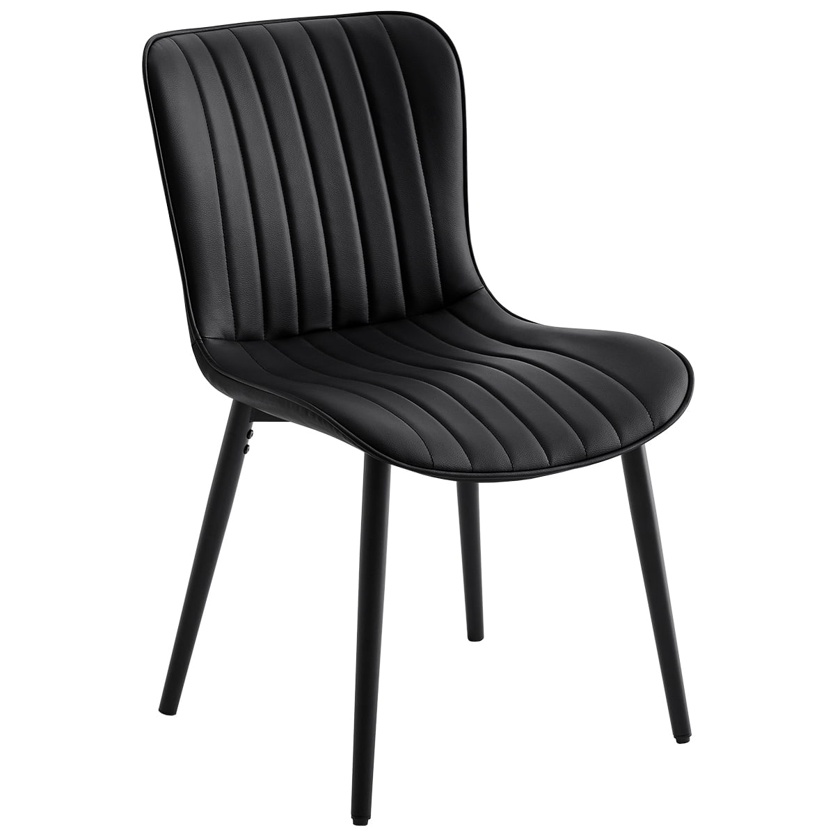 Modern Dining Chairs Set of 6, PU Leather Upholstered Kitchen Side Chairs with High Backrest, Heavy Duty, Cushions & Durable Metal Legs with Adjustable Feet for Kitchen, Dining Room,Restaurant,Black