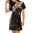 thumbnail image 2 of Fotbe Realistic Style Cute Cat Bata de Dormir para Mujer con Estampado, Camisón de Algodón de Manga Corta, Ropa de Dormir Casual, 2 of 6