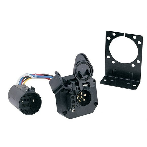 Hopkins Connecteur de Câblage de Remorque MFG 40965 Série OEM; 6 Pôles Ronds et 4 Voies Plates; Utilise des Connecteurs OEM; avec Couvercle Anti-Poussière et Support de Montage