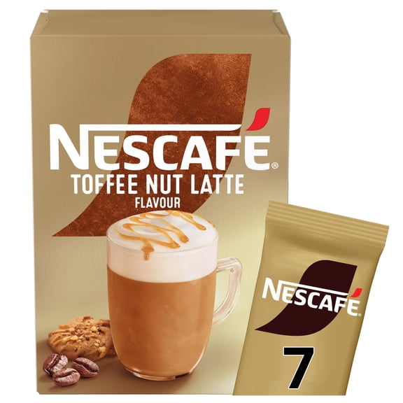 Nescafe Toffee Nut Latte Instant Coffee 7 Sachets, Imported from Britain