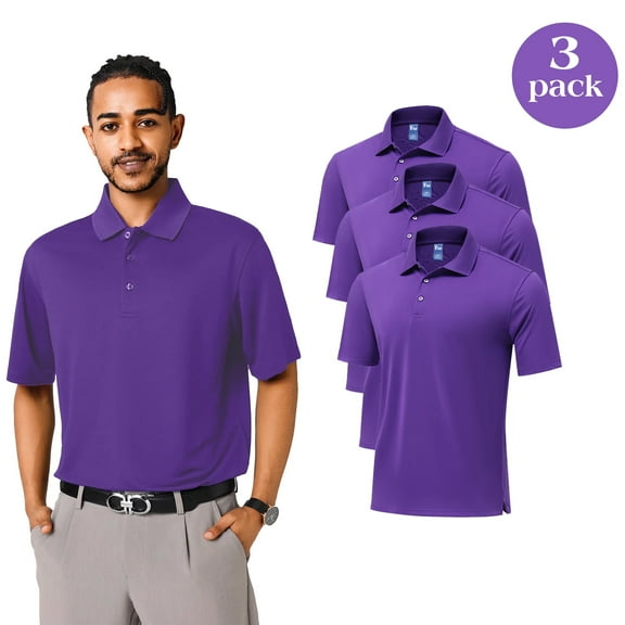 Zfeel Men's Pure Dry Fit Performance Polo, Cooling Performance Fabric, Pack 3 Polo Shirt, S