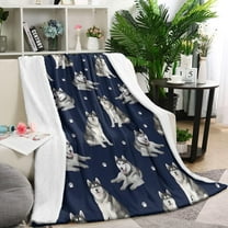 Siberian Husky Blanket,Comfortable Soft Flannel Throw Blanket,All Season,Warm Lightweight Blankets for Sofa Bed Couch Living Room Chair,60"x80"(150x200cm)
