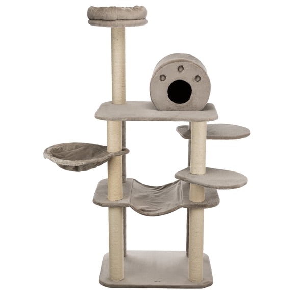 TRIXIE Fabiola Plush & Sisal 65" Cat Tower Scratching Posts Condo Hammocks Platforms Gray