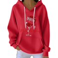 thumbnail image 2 of Chandails d'Hiver Grande Taille pour Femmes Chandails à Capuche Décontractés de Noël à Col Rond Manches Longues Sweat à Capuche Drôle Rouge TG, 2 of 5
