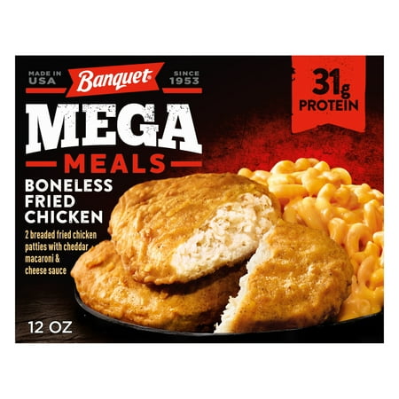 Banquet MEGA Meals Boneless Fried Chicken, Frozen Meal, 12 oz.