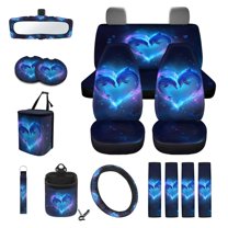 Uorisanigo Dophin Car Seat Cover Full Set Car Accessories Elegant Seat Covers for Cars Front Rear Seats Cover Soft Steering Wheel Belt Auto Air Conditioner Storage Auto Trash Can Gift for Her