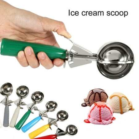 

Stainless Steel Fruit Mash Ice Cream Ball Scoop with Plastic Handle Kitchen Tool