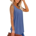 thumbnail image 5 of Women's Camisole Tops Fashion Double Spaghetti Strap Pleated Tank Top Summer Lightweight Sleeveless T-Shirts Casual Loose U-Neck Blouses Long Vest Top, 5 of 7
