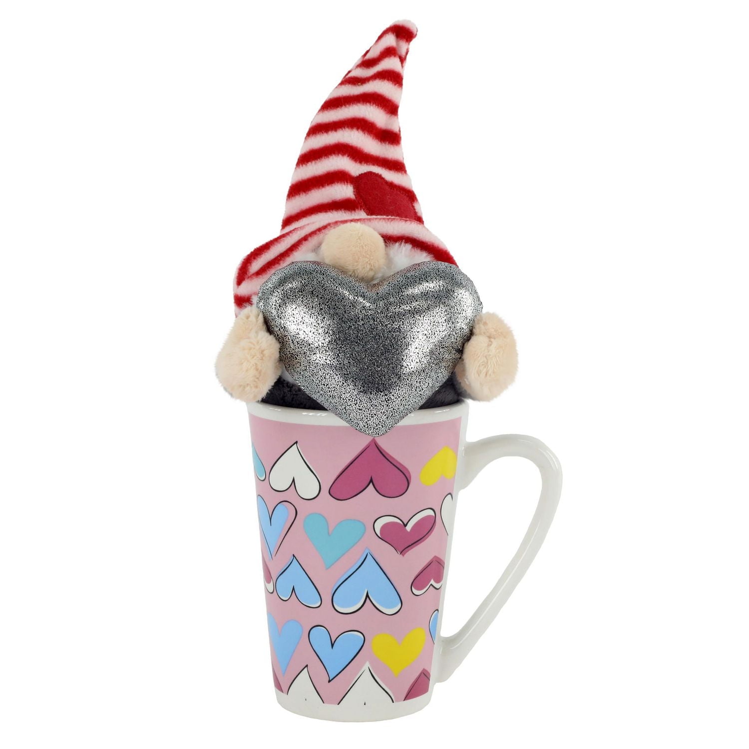 Way To Celebrate Valentine’s Day Plush Toy in Latte Mug, Gnome