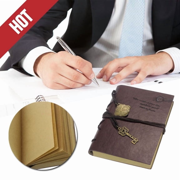 Year of The Horse Vintage Key String Leather Journal Deep Brown Portable Notepad for Mothers Day Gifts Daily Use Writing Pad for Notes Lists Easter Office Fun Gifts Ideas Accessory, Dark Brown