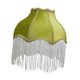 thumbnail image 2 of Pantalla de lámpara de terciopelo, pantalla de lámpara victoriana con ribete de flecos, E27, de clásica en forma de campana con borde festoneado, de Verde Blanco, 2 of 8