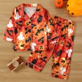 thumbnail image 2 of Tisuna Boys Halloween Pajama Set Soft Kids Sleepwear Graphic Print Long Sleeve Comfortable Outfits For Toddler And Preschooler Party Casual Indoor Wear Orange Size 18-24 Months, 2 of 8