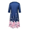 thumbnail image 3 of JustVH Women Casual Floral Dresses 3/4 Sleeve V Neck Pockets Midi Dress, 3 of 8