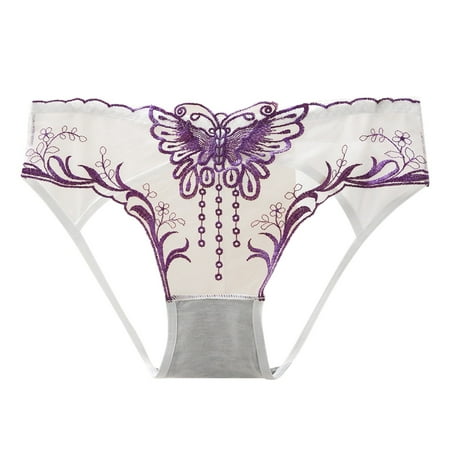 BYHONG Womens Lace Sexy Breathable Lace Hollow Out and Raise The Pure Brief Panties Women Panties White One Size