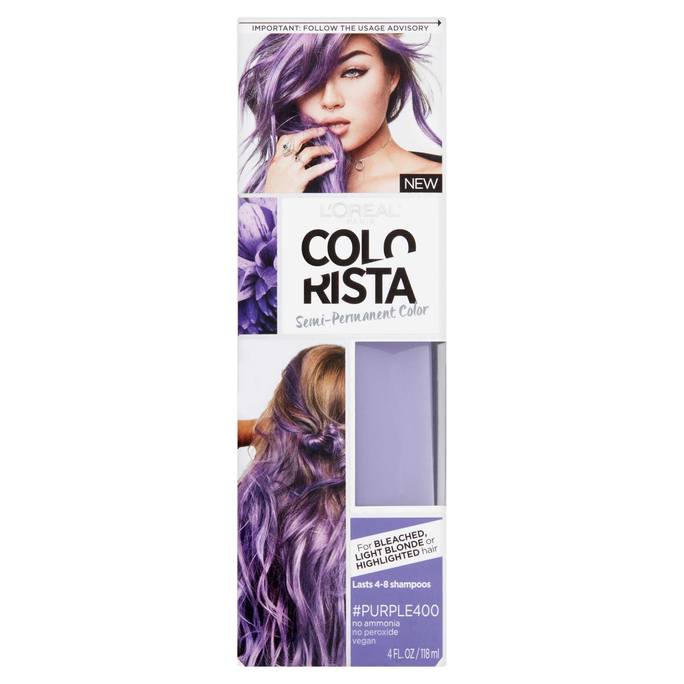 L'Oreal Paris Colorista Semi-Permanent Hair Color, Light Bleached Blondes,  Purple, 1 Kit 