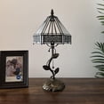 thumbnail image 4 of Tiffany Table Lamp White Stained Glass Hexagon LED Bulb Included for Living Room Bedroom Bedside 8"W*8"D*16"H, 4 of 5