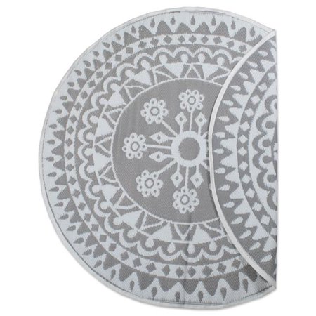 DII Gray Floral Outdoor Rug 5 Ft Round
