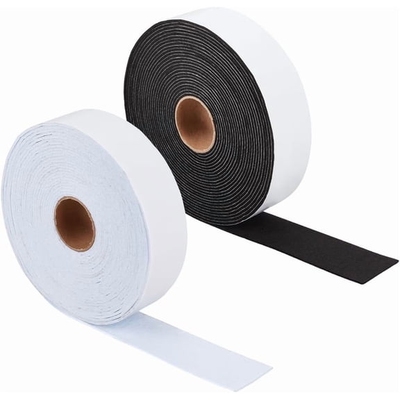 2 Rolls 2 Colors Self Adhesive Felt Tape 1.5Inch Wide Black White Furniture Felt Strips for Protecting and DIY Adhesive 26.2FT/Roll