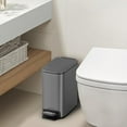 thumbnail image 2 of Small Bathroom Trash Can with Lid Soft Close, Step Pedal, 6 Liter / 1.6 Gallon Stainless Steel Slim Garbage Can for Bedroom, Diaper Waste Basket with Removable Inner Bucket (White), 2 of 8