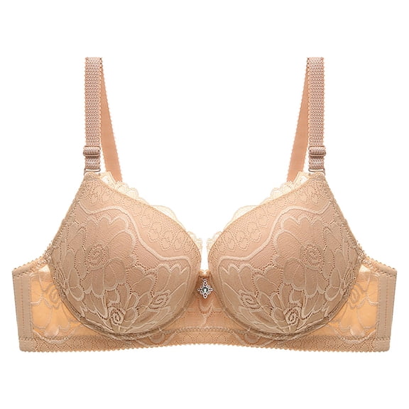 Women's Push up Bra Lightly Lined Demi Bra Underwire All Over Lace Sexy Bra Comfortable Breathable Full Coverage Bralette Daily Beach Wear, Beige 38