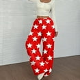 thumbnail image 5 of Flannel Pajama Pants Women Baggy Wide Leg Fleece Lounge Pants Soft Fluffy Star Print Pajama Pants 2025 Fashion Fall Winter Elastic Waist Trousers Red XXL, 5 of 5