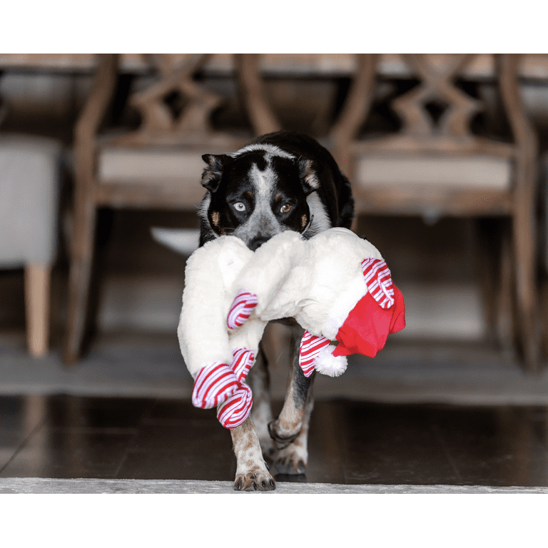 Multipet Plush Jumbo Holiday Lamb Chop Dog Toy, Squeaker, Red and