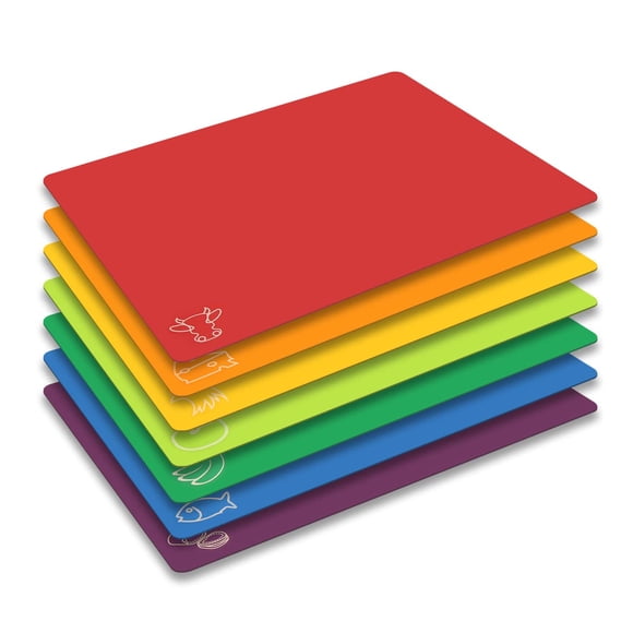 Juego de 7 alfombrillas para tablas de cortar Fotouzy, de plástico flexible, sin BPA