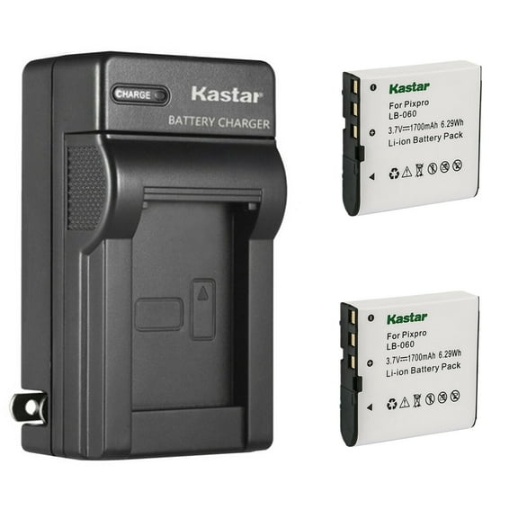Kastar 2-Pack Battery and AC Wall Charger Replacement for Kodak LB-060 LB060 Battery, Kodak PixPro AZ365, PixPro AZ421, PixPro AZ501, PixPro AZ521, PixPro AZ522, PixPro AZ525, PixPro AZ526 Cameras
