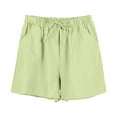 thumbnail image 2 of hcuribad Shorts for Women,Linen Pants Women Women's Spring Summer Solid Cotton Li Nen Shorts With Split Pocket Casual Pants Workout Shorts,Cargo Pants Women,Pants for Women Green Pants XXL, 2 of 5