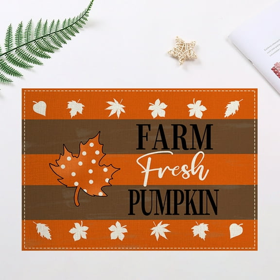 Swiftyle 1 PC Pumpkin Maple Leaf Bird Fall Placemats Fall-Themed Placemat,Thanksgiving Seasonal Holiday Harvest Linen Table Mats Washable for Kitchen, Home Gathering Party Outdoor