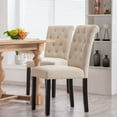 thumbnail image 3 of Homy Grigio Gray Fabric Modern Upholstered Dining Chairs with Tufted Back and Black Solid Wood Legs sets of 6, 3 of 5