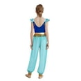 thumbnail image 2 of Sxiwei Arabian Princess Jumpsuits For Girls Rhinestone Patchwork Flying Sleeve Leotard Chiffon Overalls Blue 10, 2 of 4
