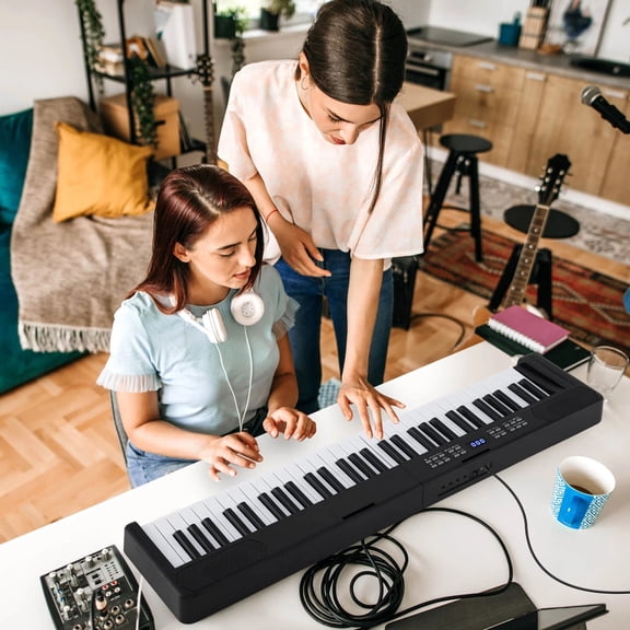 DRAZUNO 61-Key Foldable Piano Keyboard w/MIDI Split Function Headphone Sustain Pedal