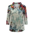 thumbnail image 3 of Oalirro Womens Summer Blouses 3/4 Sleeve V Neck Shirts for Women Ladies Blouses On Sale, 3 of 5