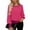 Hot Pink, variant on Caywon Women's Solid Color Crew Neck Sequin Panel Long-Sleeve Top Shiny Sequin Accents Soft Fabric for Daily Wear Holiday Parties and Christmas Season Outfits