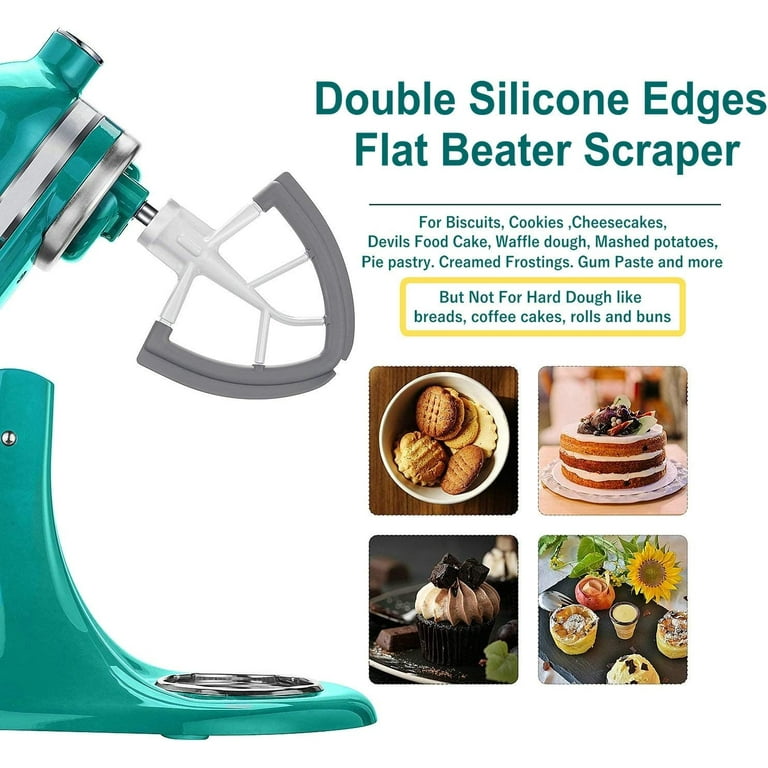 Flex Edge Beater for KitchenAid Tilt-Head Stand Mixer 4.5-5 Quart Flat Beater Paddle with Flexible Silicone Edges Bowl Scraper