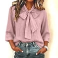 thumbnail image 2 of Sevevn Women's Bow Tie Neck 3/4 Sleeve Loose Dressy Elegant Business Work Blouse Casual Tops 2026, 2 of 7
