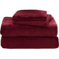 thumbnail image 4 of Elegant Comfort Velvel Fleece 4 Pieces Sheet Set - Twin XL, Burgundy, 4 of 5