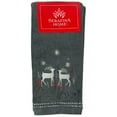 thumbnail image 4 of Serafina Home Holiday Christmas Cotton Hand Towels: Noble Reindeer Buck Deer Design, Dark Gray Silver Red White, Set of 2, 4 of 7