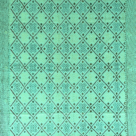 Ahgly Company Indoor Square Abstract Turquoise Blue Modern Area Rugs, 6' Square