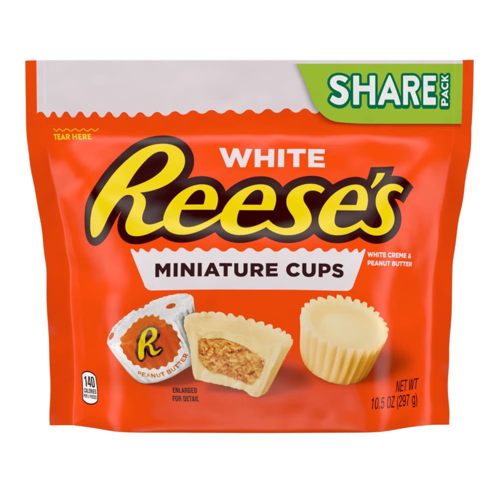 REESES Miniatures White Creme Peanut Butter Cups Candy Share Pack 10.5 oz - 5 Pack