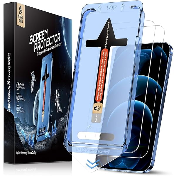 xixishop 2 Pack for iPhone 12 Pro Max 6.7 inch Tempered Glass Screen Protector, Auto Dust-Elimination Installation, Bubble Free, HD Clear, Easy Installation