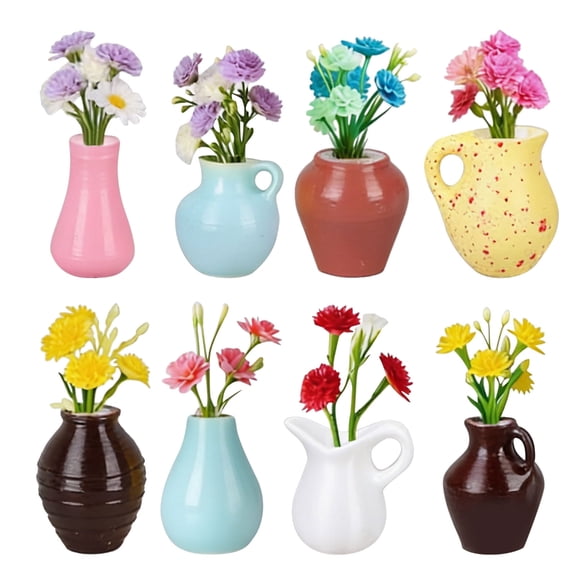 8 piece Mini Magnetic vases Magnets for Refrigerator Kitchen Office decors with Strong and Waterproof Design