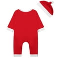 thumbnail image 5 of 0-18M Infant Baby Boy Girl One Piece Cotton Christmas Outfit Long Sleeve Xmas Santa Claus Elf Cosplay Costumes Romper Jumpsuit Overall Clothes + Hat, 5 of 11