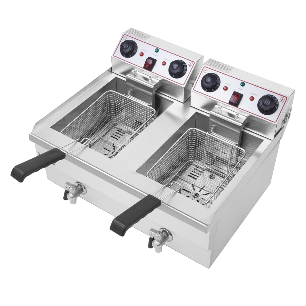 24.9QT/23.6L 3400W Double Tank Deep Fryer, Electric Deep Fryer with Basket