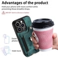 thumbnail image 6 of Ancove for iPhone 12 Wallet with Card Holder & Wrist Strap,PU Leather RFID Blocking Ring Holder Kickstand Flip Case Cover for Women Men for iPhone 12,Green, 6 of 8