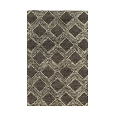 EORC Charcoal Hand-Tufted Wool Contemporary Spring Rug, 5' x 8'