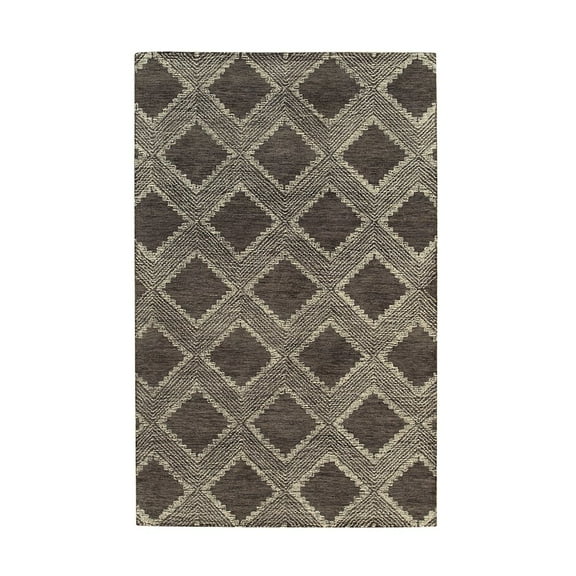 EORC Charcoal Hand-Tufted Wool Contemporary Spring Rug, 5' x 8'