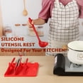 thumbnail image 6 of Spoon Holder Silicone Spatula Storage Rack 6 Slots Hanging Utensil Rest Kitchen Supply, Red, 6 of 10