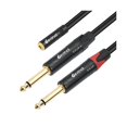 thumbnail image 1 of wonima44 Devinal 3.5mm to Dual 1/4 Y Splitter Cable, 1/8" Female TRS to Dual 6.35mm TS Male Adapter, Female Mini Jack Stereo to 2 Quarter inch Mono Converter 1 feet, 1 of 1